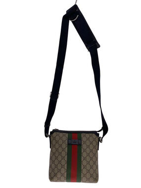 Gucci GG Supreme canvas flat messenger bag Web Brown